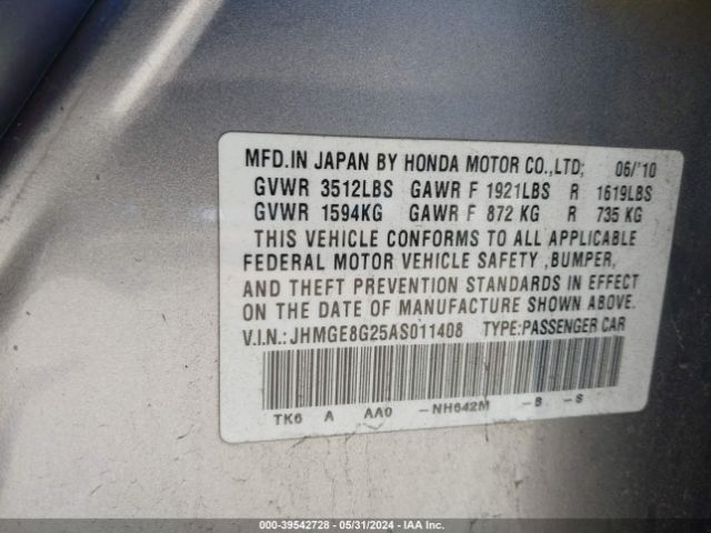 Photo 8 VIN: JHMGE8G25AS011408 - HONDA FIT 