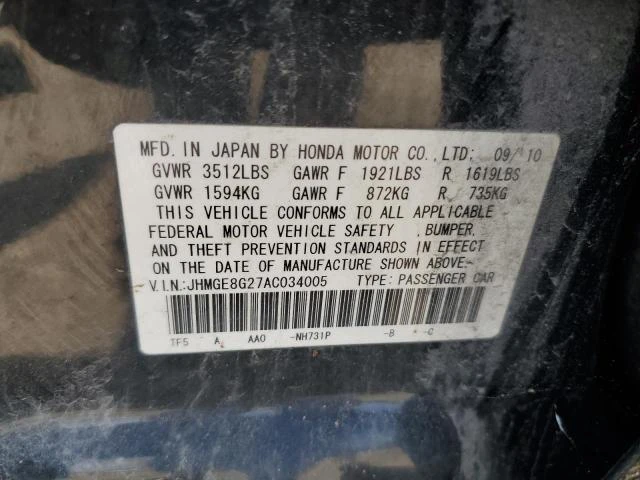 Photo 11 VIN: JHMGE8G27AC034005 - HONDA FIT 