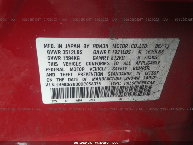 Photo 8 VIN: JHMGE8G30DC054075 - HONDA FIT 