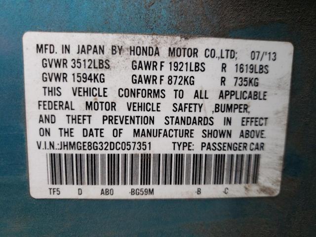 Photo 9 VIN: JHMGE8G32DC057351 - HONDA FIT 