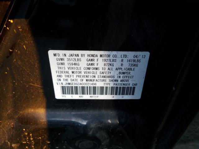 Photo 9 VIN: JHMGE8G34CC021496 - HONDA FIT 