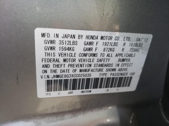 Photo 9 VIN: JHMGE8G3XCC025035 - HONDA FIT 