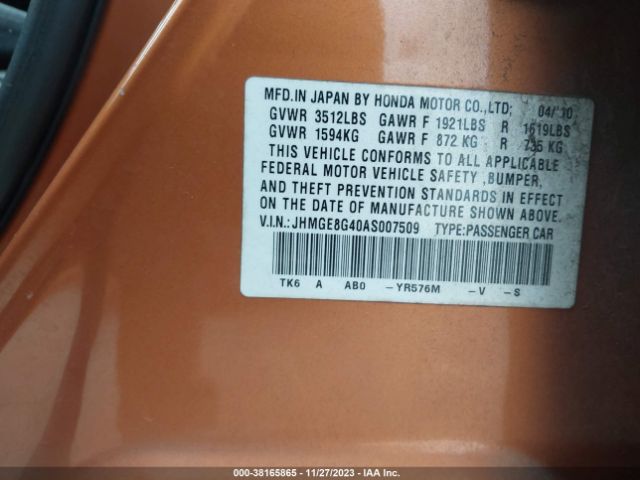 Photo 8 VIN: JHMGE8G40AS007509 - HONDA FIT 