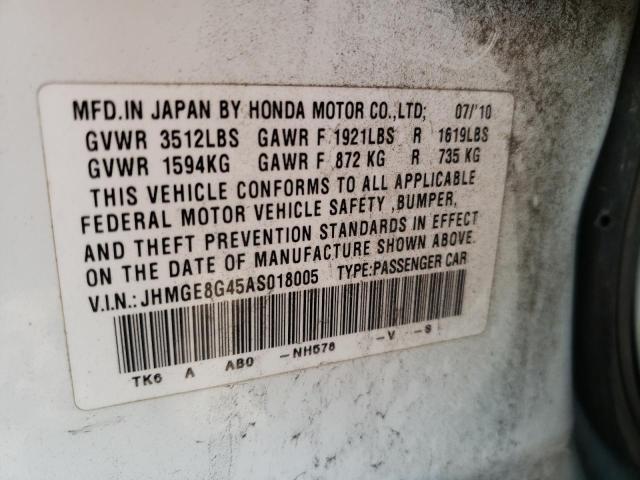 Photo 9 VIN: JHMGE8G45AS018005 - HONDA FIT SPORT 