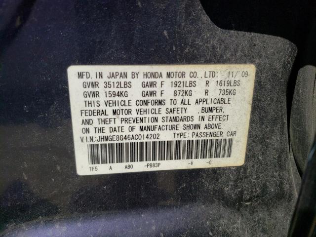 Photo 11 VIN: JHMGE8G46AC014202 - HONDA FIT 