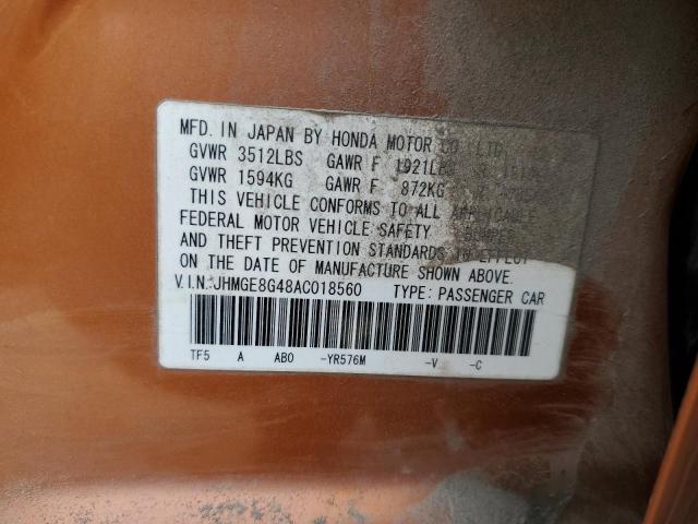 Photo 11 VIN: JHMGE8G48AC018560 - HONDA FIT 