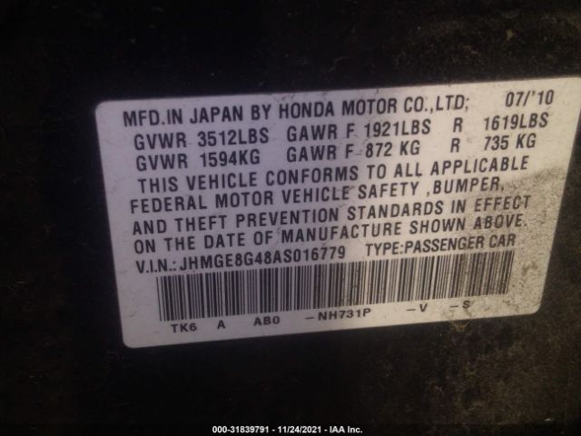 Photo 8 VIN: JHMGE8G48AS016779 - HONDA FIT 