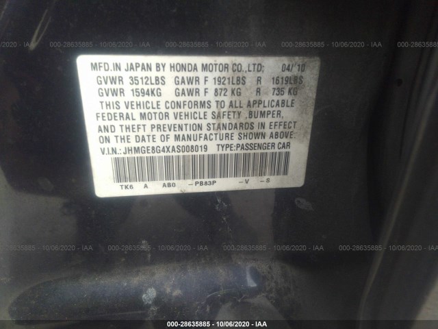 Photo 8 VIN: JHMGE8G4XAS008019 - HONDA FIT 