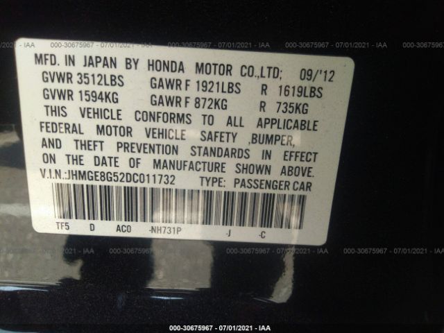 Photo 8 VIN: JHMGE8G52DC011732 - HONDA FIT 