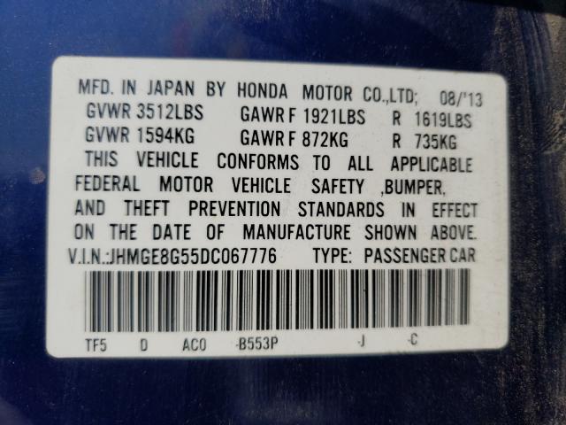 Photo 9 VIN: JHMGE8G55DC067776 - HONDA FIT SPORT 