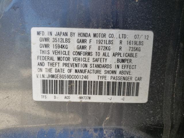 Photo 9 VIN: JHMGE8G59DC001246 - HONDA FIT SPORT 