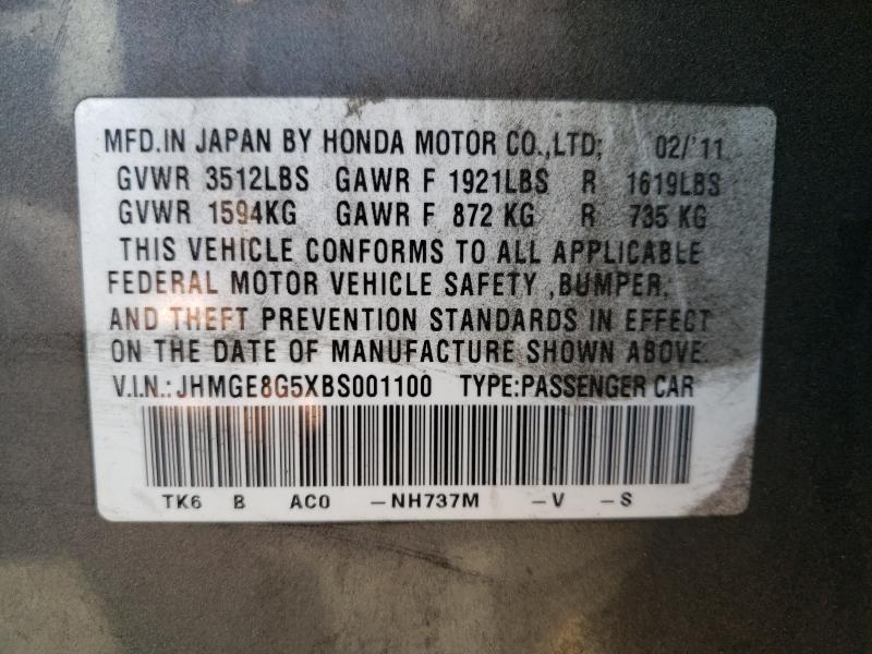 Photo 9 VIN: JHMGE8G5XBS001100 - HONDA FIT SPORT 