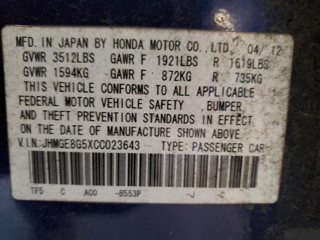 Photo 11 VIN: JHMGE8G5XCC023643 - HONDA FIT 