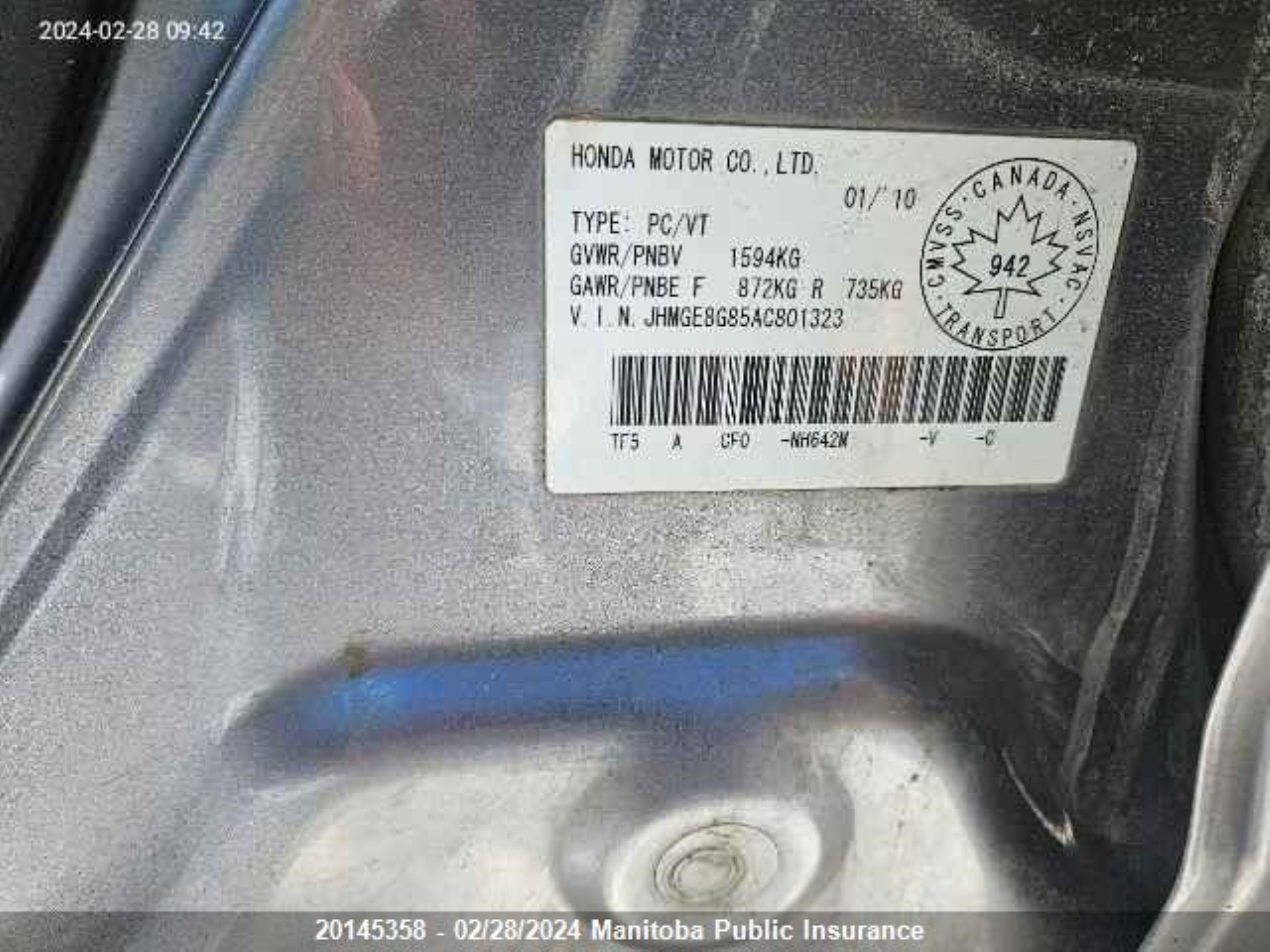 Photo 8 VIN: JHMGE8G85AC801323 - HONDA FIT 