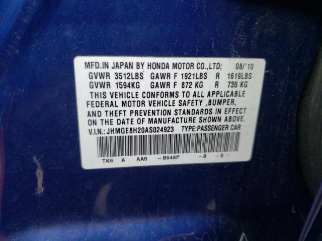 Photo 9 VIN: JHMGE8H20AS024923 - HONDA FIT 