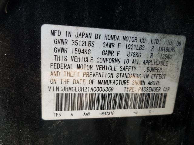 Photo 9 VIN: JHMGE8H21AC005369 - HONDA FIT 