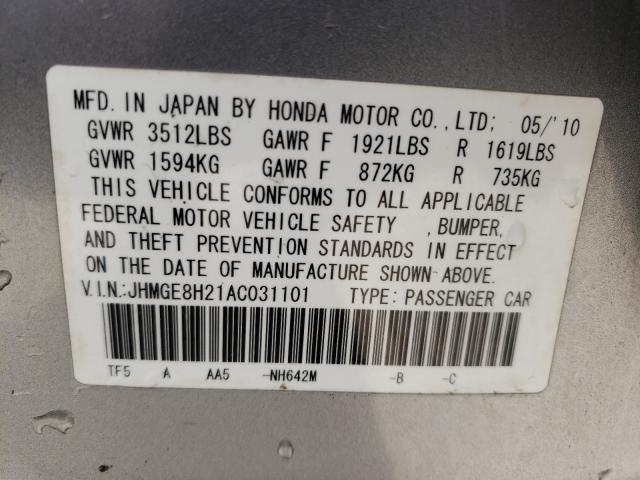 Photo 9 VIN: JHMGE8H21AC031101 - HONDA FIT 