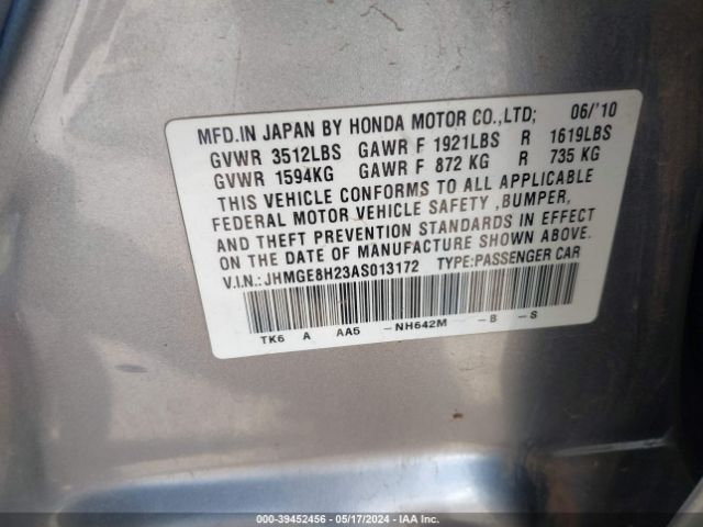 Photo 8 VIN: JHMGE8H23AS013172 - HONDA FIT 