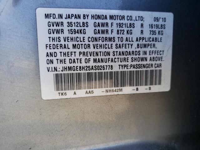 Photo 9 VIN: JHMGE8H25AS026778 - HONDA FIT 