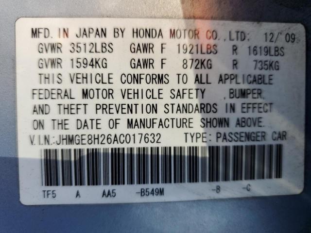 Photo 11 VIN: JHMGE8H26AC017632 - HONDA FIT 