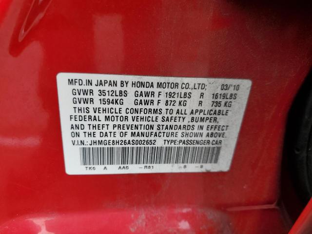 Photo 11 VIN: JHMGE8H26AS002652 - HONDA FIT 