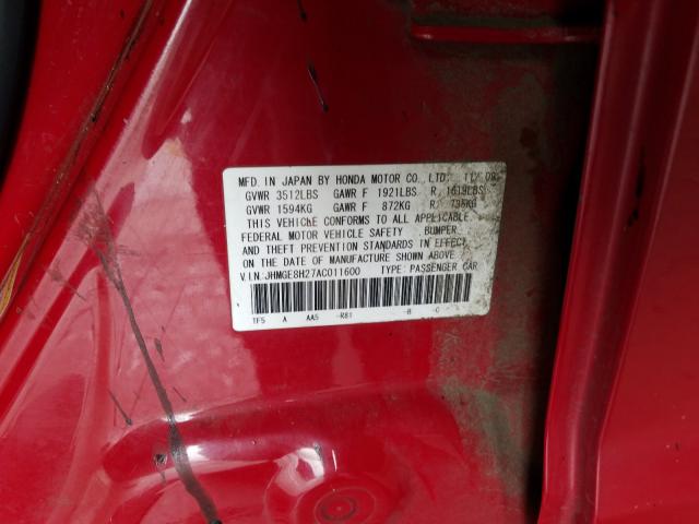 Photo 9 VIN: JHMGE8H27AC011600 - HONDA FIT 