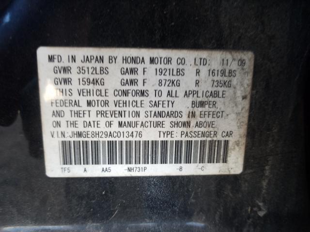 Photo 9 VIN: JHMGE8H29AC013476 - HONDA FIT 