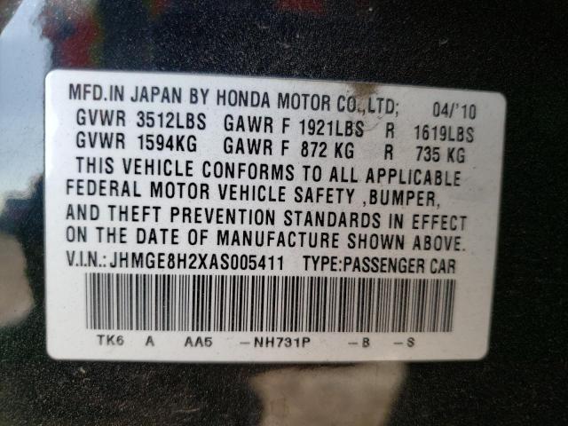 Photo 11 VIN: JHMGE8H2XAS005411 - HONDA FIT 