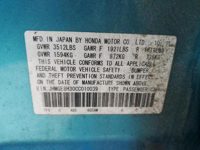 Photo 11 VIN: JHMGE8H30CC010039 - HONDA FIT 