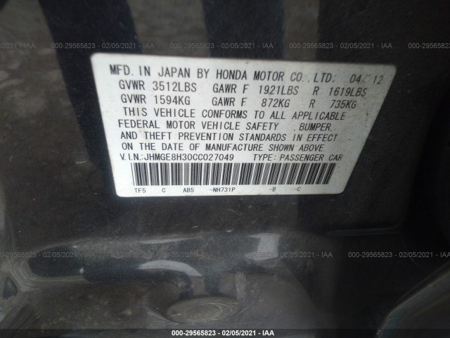 Photo 8 VIN: JHMGE8H30CC027049 - HONDA FIT 