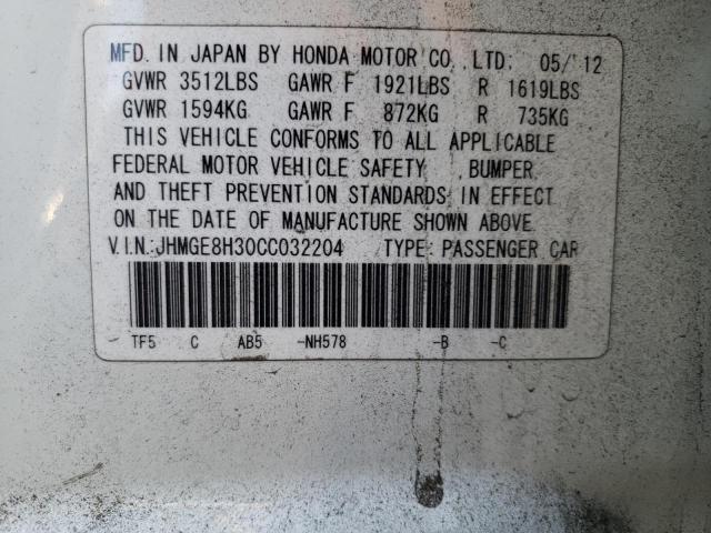 Photo 9 VIN: JHMGE8H30CC032204 - HONDA FIT 