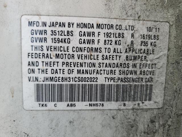 Photo 11 VIN: JHMGE8H31CS002022 - HONDA FIT 