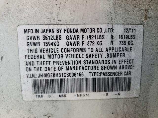 Photo 9 VIN: JHMGE8H31CS006166 - HONDA FIT 