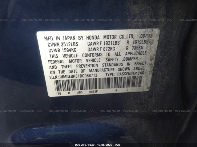 Photo 8 VIN: JHMGE8H31DC068713 - HONDA FIT 