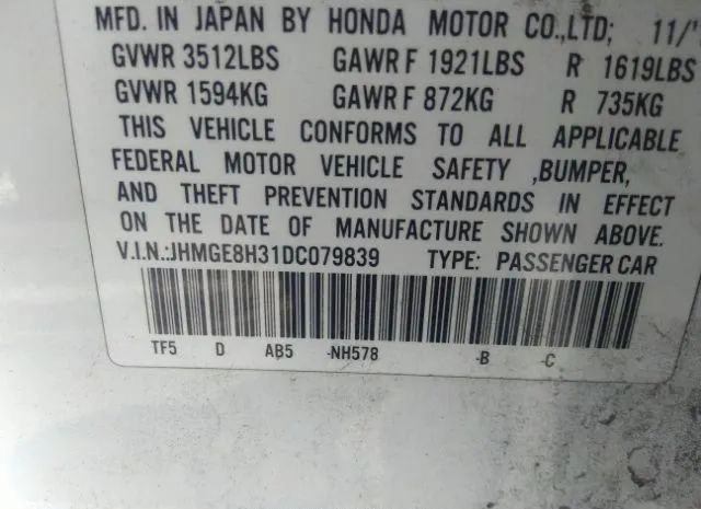 Photo 8 VIN: JHMGE8H31DC079839 - HONDA FIT 