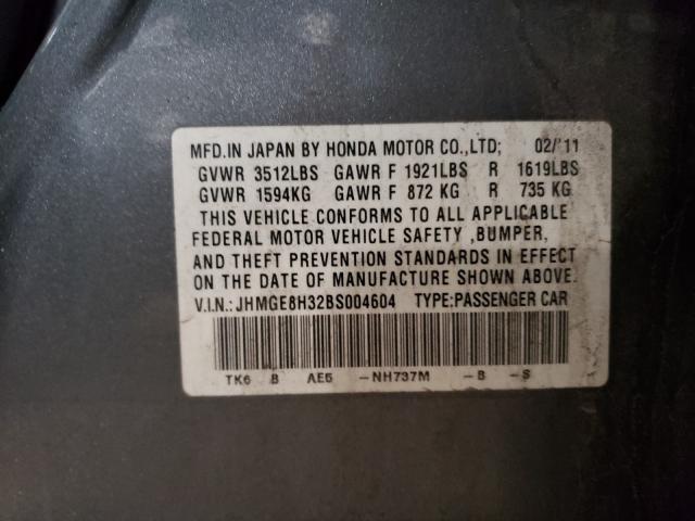 Photo 9 VIN: JHMGE8H32BS004604 - HONDA FIT 