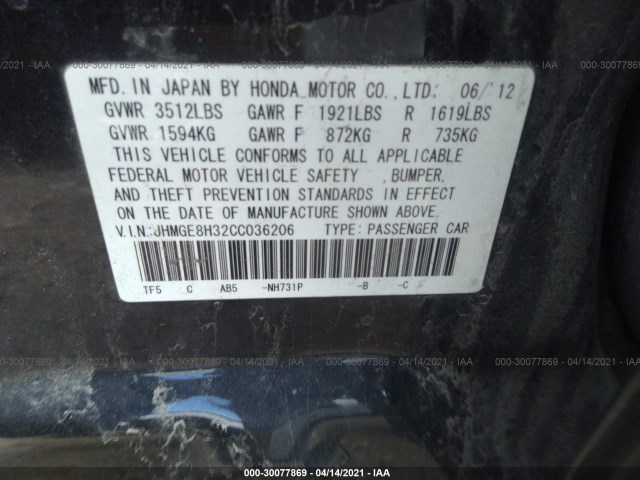 Photo 8 VIN: JHMGE8H32CC036206 - HONDA FIT 