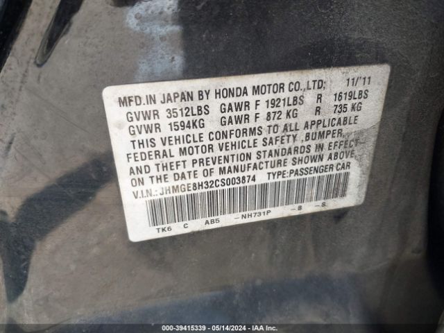 Photo 8 VIN: JHMGE8H32CS003874 - HONDA FIT 