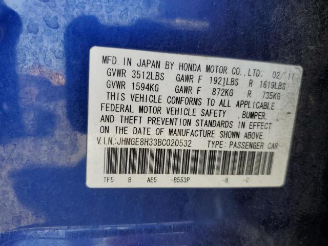 Photo 11 VIN: JHMGE8H33BC020532 - HONDA FIT 