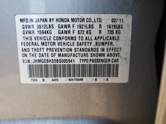 Photo 9 VIN: JHMGE8H33BS005941 - HONDA FIT 