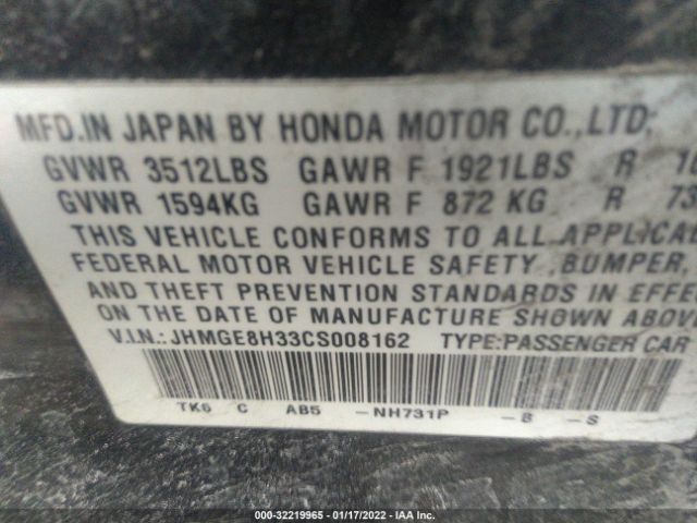 Photo 8 VIN: JHMGE8H33CS008162 - HONDA FIT 