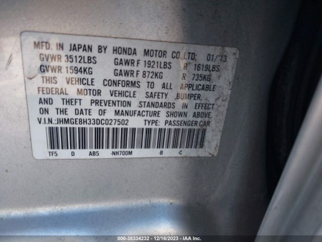 Photo 8 VIN: JHMGE8H33DC027502 - HONDA FIT 