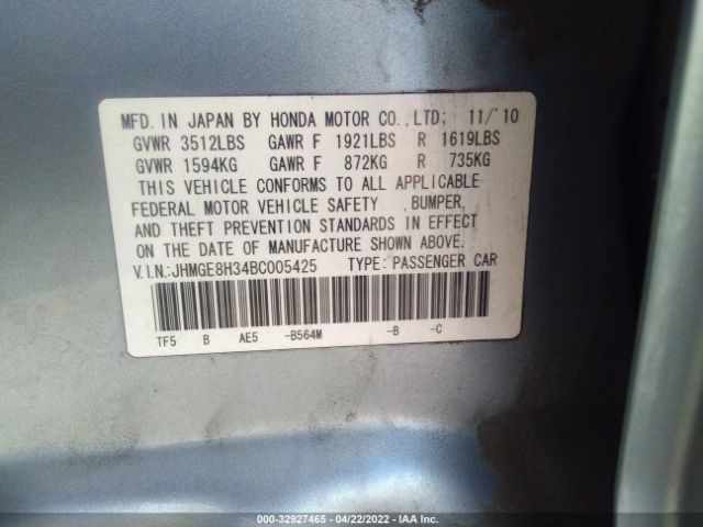 Photo 8 VIN: JHMGE8H34BC005425 - HONDA FIT 