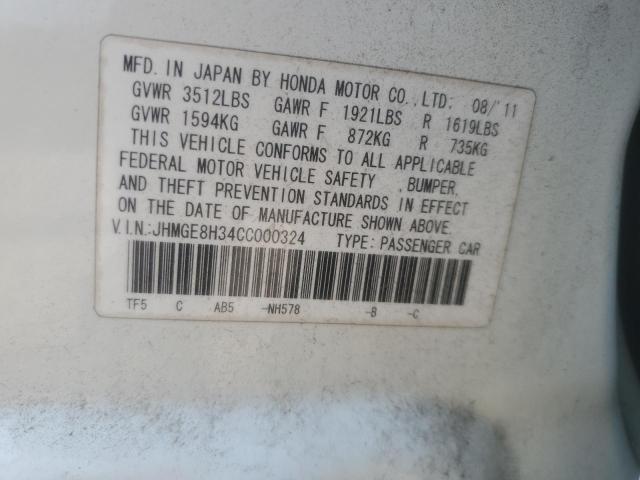 Photo 11 VIN: JHMGE8H34CC000324 - HONDA FIT 