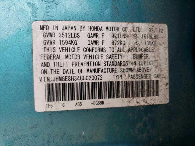 Photo 11 VIN: JHMGE8H34CC020072 - HONDA FIT 