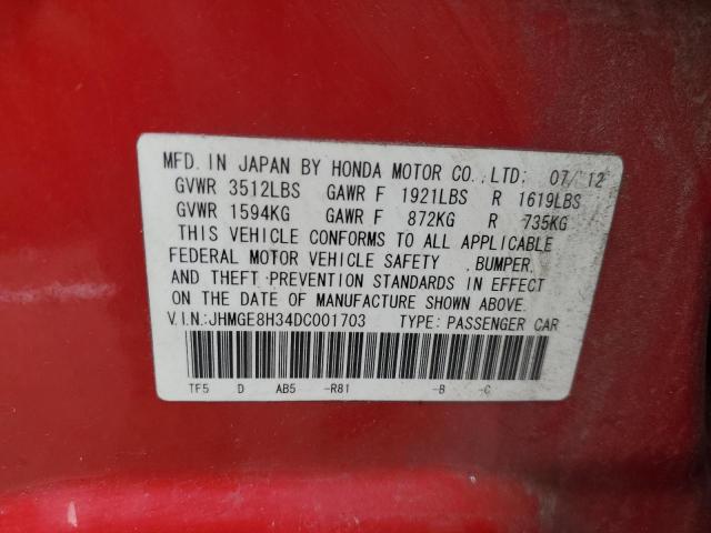 Photo 11 VIN: JHMGE8H34DC001703 - HONDA FIT 