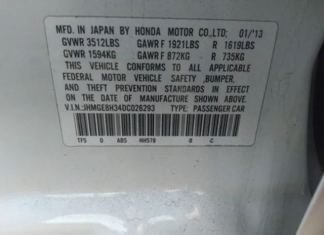 Photo 8 VIN: JHMGE8H34DC026293 - HONDA FIT 