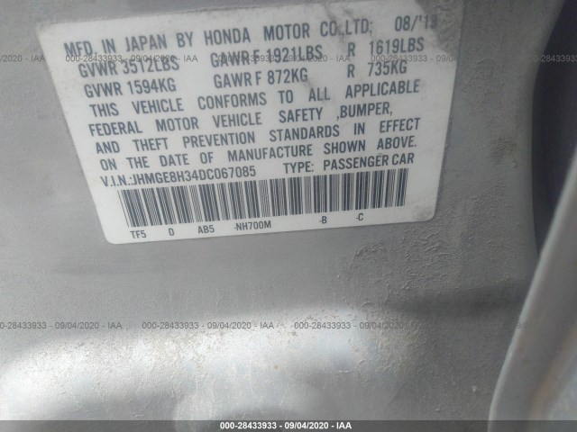 Photo 8 VIN: JHMGE8H34DC067085 - HONDA FIT 