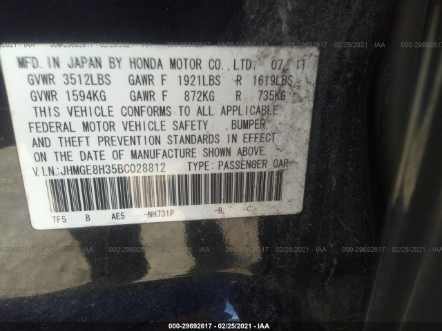 Photo 8 VIN: JHMGE8H35BC028812 - HONDA FIT 