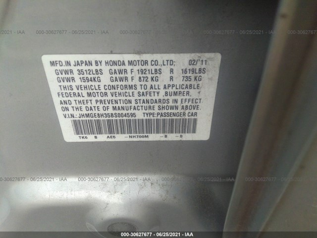 Photo 8 VIN: JHMGE8H35BS004595 - HONDA FIT 